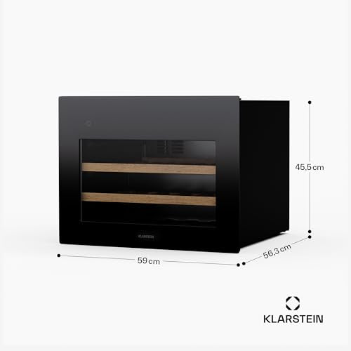 Klarstein Rhone 28 Uno Weinkühlschrank - 28 Flaschen, 1 Zone, 5-20 °C, LED-Steuerung, Push-to-Open-Tür, UV-Schutz, Leiser Betrieb, Schwarz