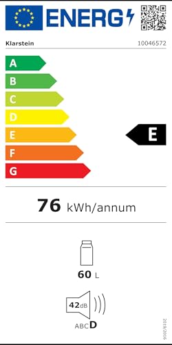 Klarstein Coachella 60 Getränkekühlschrank - 60 L Getränkekühler mit WLAN, Glastür, LED-Beleuchtung, 3-18 °C, 3 Metallablagen, Balanced Light, Energieeffizienz E, Schwarz