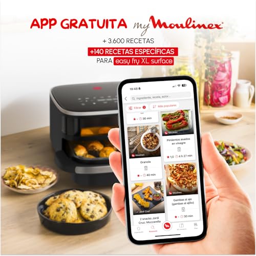 Moulinex Easy Fry XL Surface Freidora de Aire – 2200W, Doble Resistencia, 10 Programas y Ventana (AL4018)