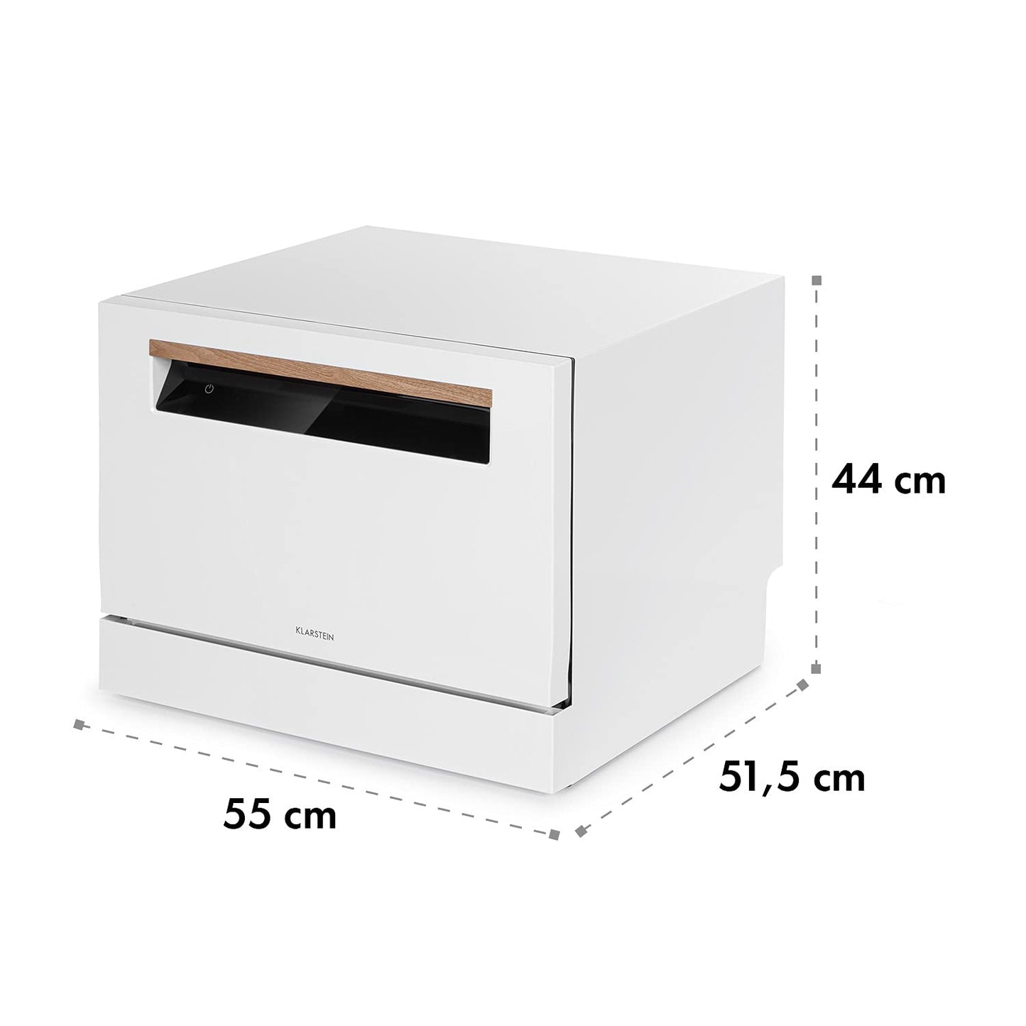 Klarstein Lagoona Mini-Geschirrspüler freistehend, Leistung: 1380 Watt, 6 Standardgedecke, Wasserverbrauch: 6,5 L 7 Programme plus Extra-Trocknung, 49 dB, schwarzes Touch-Bedienfeld, weiß