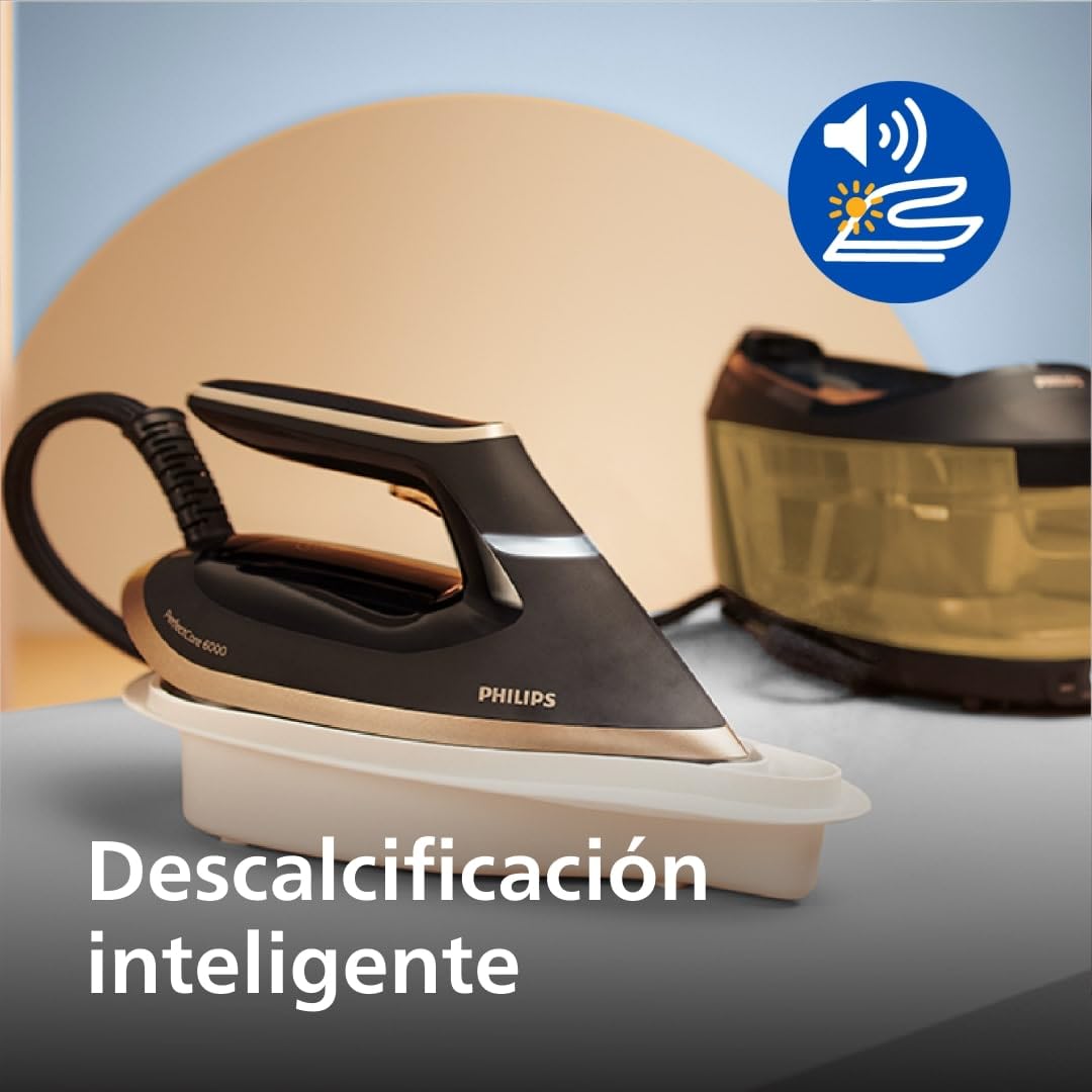Philips PerfectCare Serie 6000 – Centro de Planchado a Vapor 2400W, 1,8L, Negro PSG6064/80