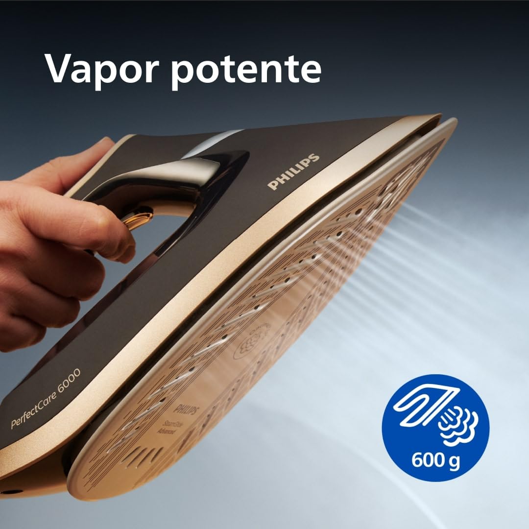 Philips PerfectCare Serie 6000 – Centro de Planchado a Vapor 2400W, 1,8L, Negro PSG6064/80