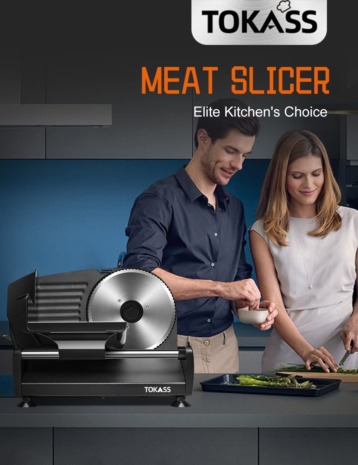 200Watt Elektrischer Allesschneider Edelstahl - Verstellbare Küchenmaschine 0 bis 15mm - 2 Klingen - Wurstschneidemaschine - Brotschneidemaschine, Schinkenschneider, Elektrisches Messer Fleisch & Käse