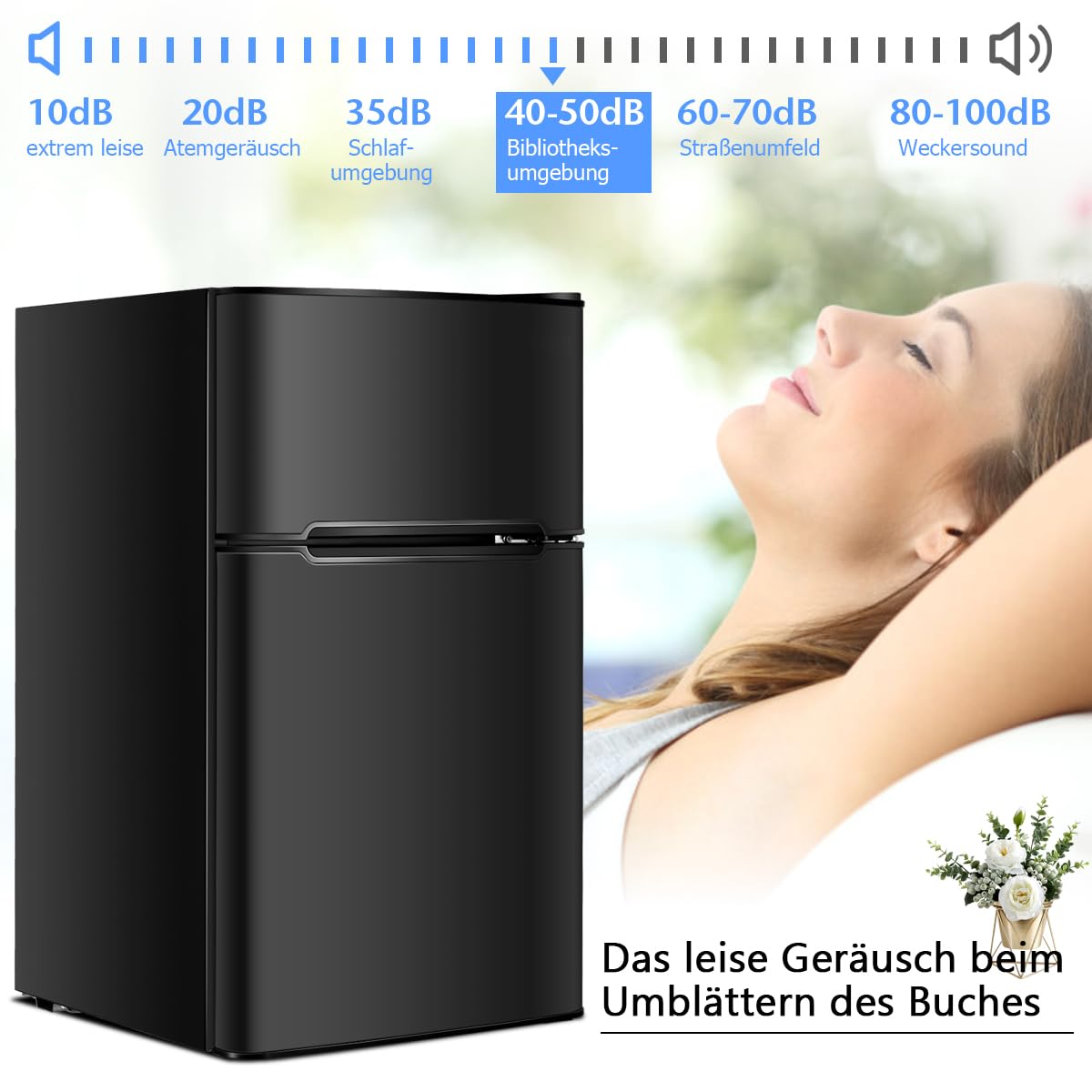 GOPLUS Kühlschrank mit Gefrierfach - Kühl Gefrierkombination / 90L Gesamtnutzinhalt, 27L Gefrierteil/Thermostat einstellbar/LED Innenbeleuchtung/Türanschlag wechselbar (Schwarz)