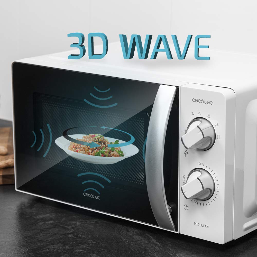 Cecotec ProClean 2010 Microondas – 20L, 700W, Tecnología 3DWave, 6 Niveles de Potencia y Función Descongelación