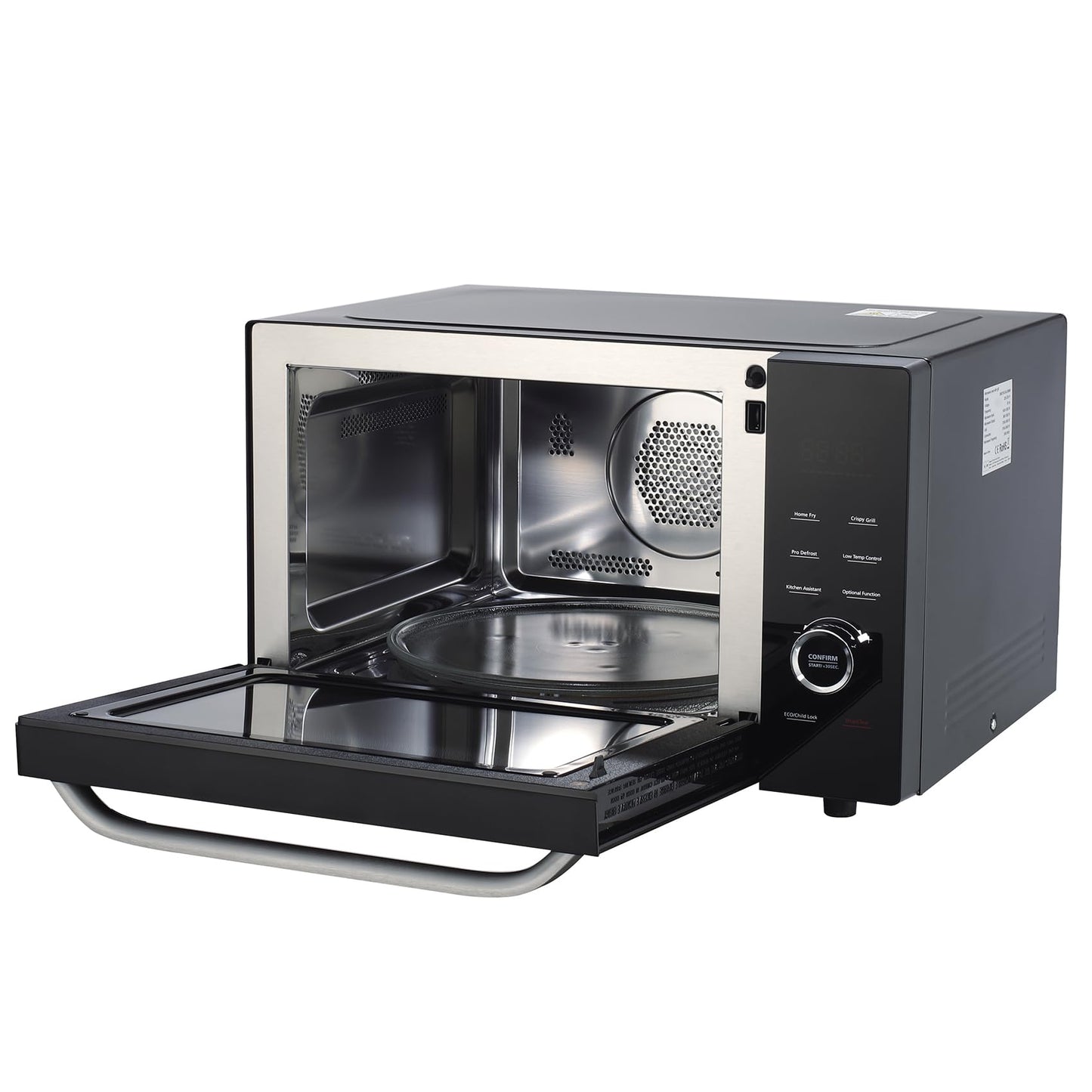 SMETA 8-in-1 Mikrowelle mit Heißluft & Grill & Kombi Funktion, Groß 34L, Mikrowelle mit Grill und Heißluft, 1000W Mikrowelle, 2400W Grill/Konvektion, Air Fry, Warmhaltestufe, 10 Auto-Menüs, Schwarz