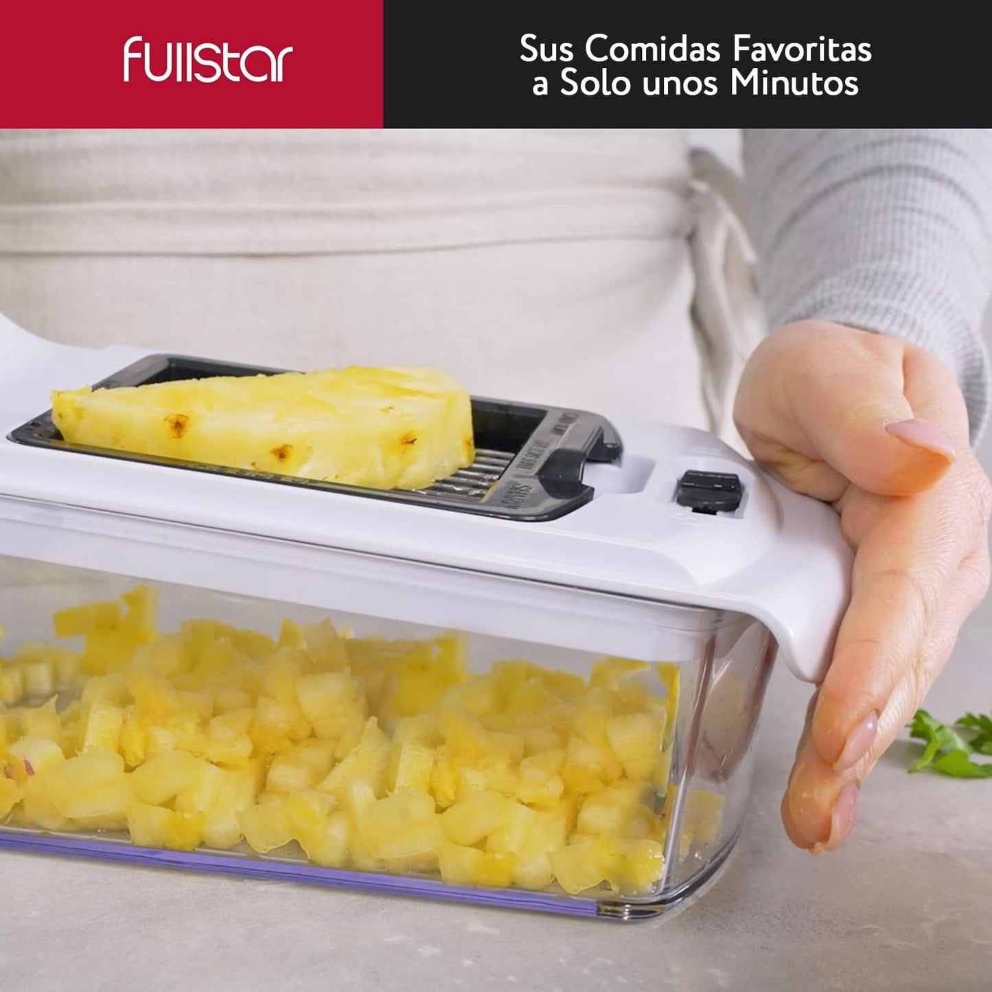 Cortador de Verduras Multifuncional 4-en-1 – Espiralizador y Picador para Patatas y Cebollas, Color Blanco