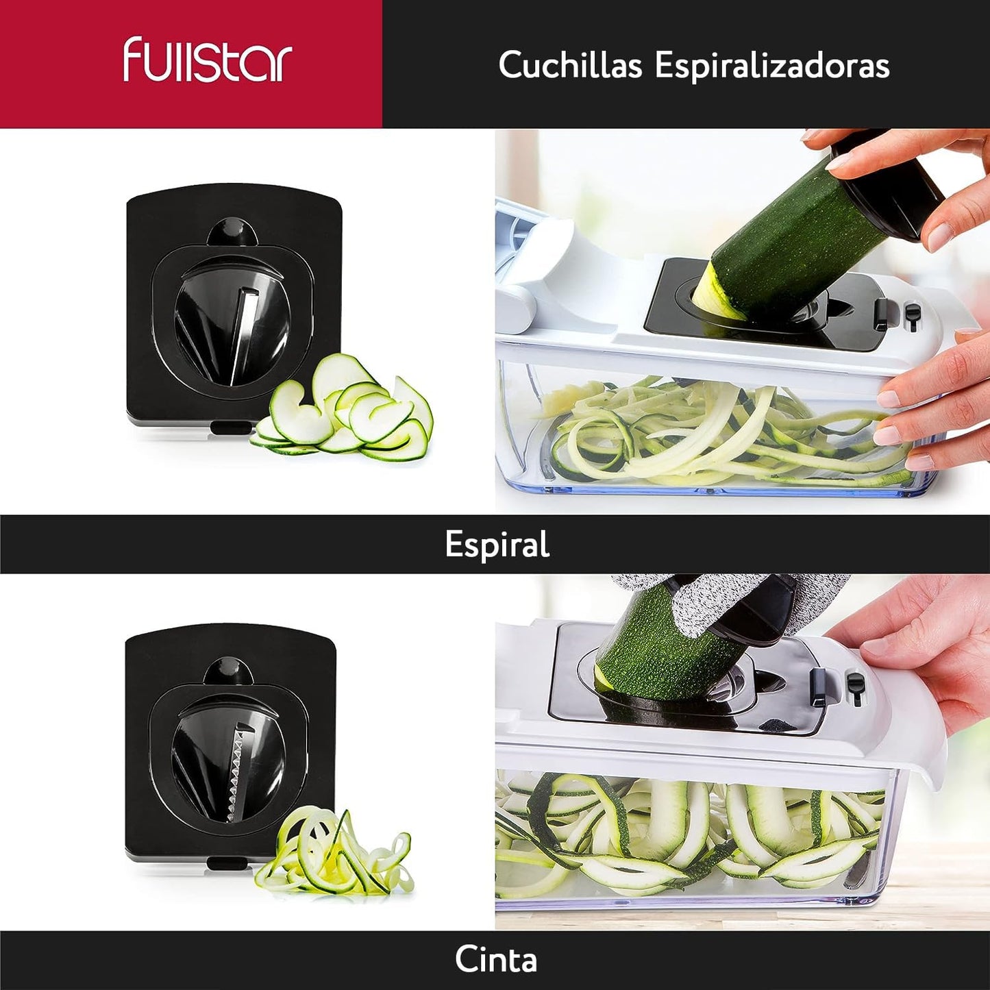 Cortador de Verduras Multifuncional 4-en-1 – Espiralizador y Picador para Patatas y Cebollas, Color Blanco