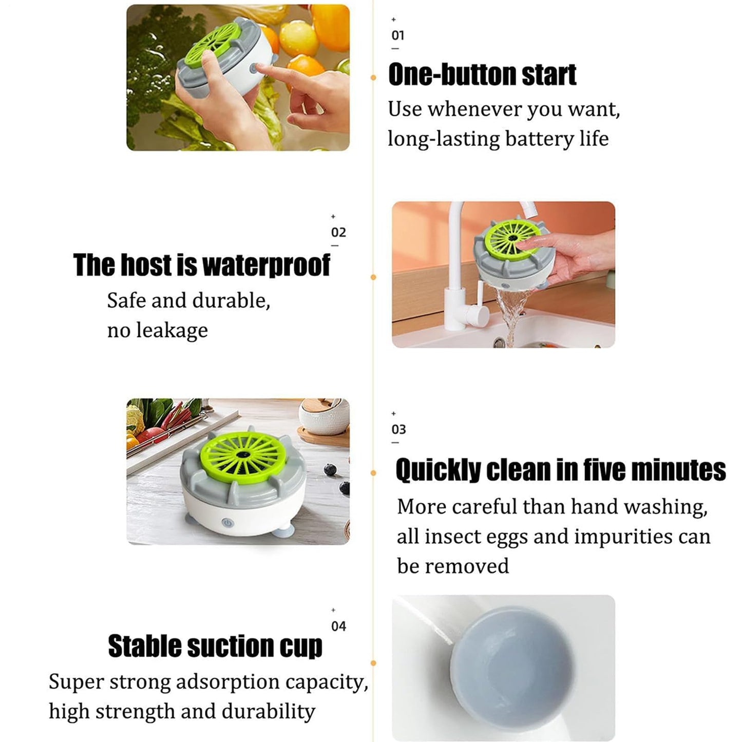 De Frutas - Lavadora Automática Alimentos | Equipo Cocina Electrodomestico Hogar Enjuague, Utensilios De Cocina Limpiar Alimentos En Hogar O Finca Fruta Cepillo Patata Enjuague Huevo