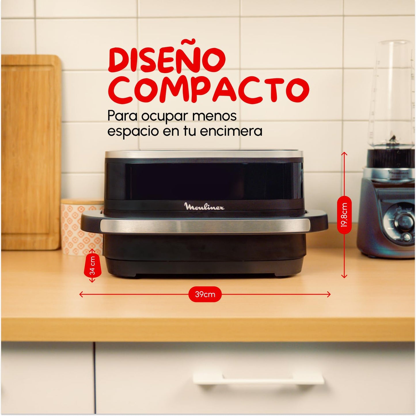Moulinex Easy Fry XL Surface Freidora de Aire – 2200W, Doble Resistencia, 10 Programas y Ventana (AL4018)