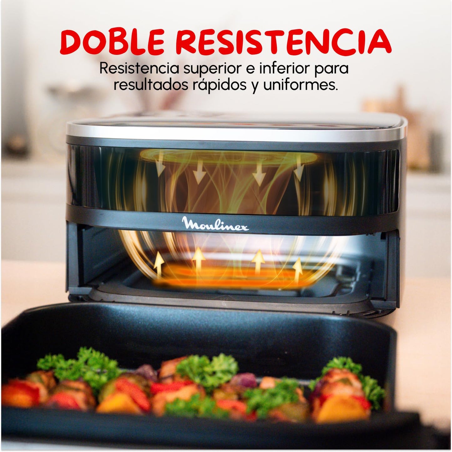 Moulinex Easy Fry XL Surface Freidora de Aire – 2200W, Doble Resistencia, 10 Programas y Ventana (AL4018)