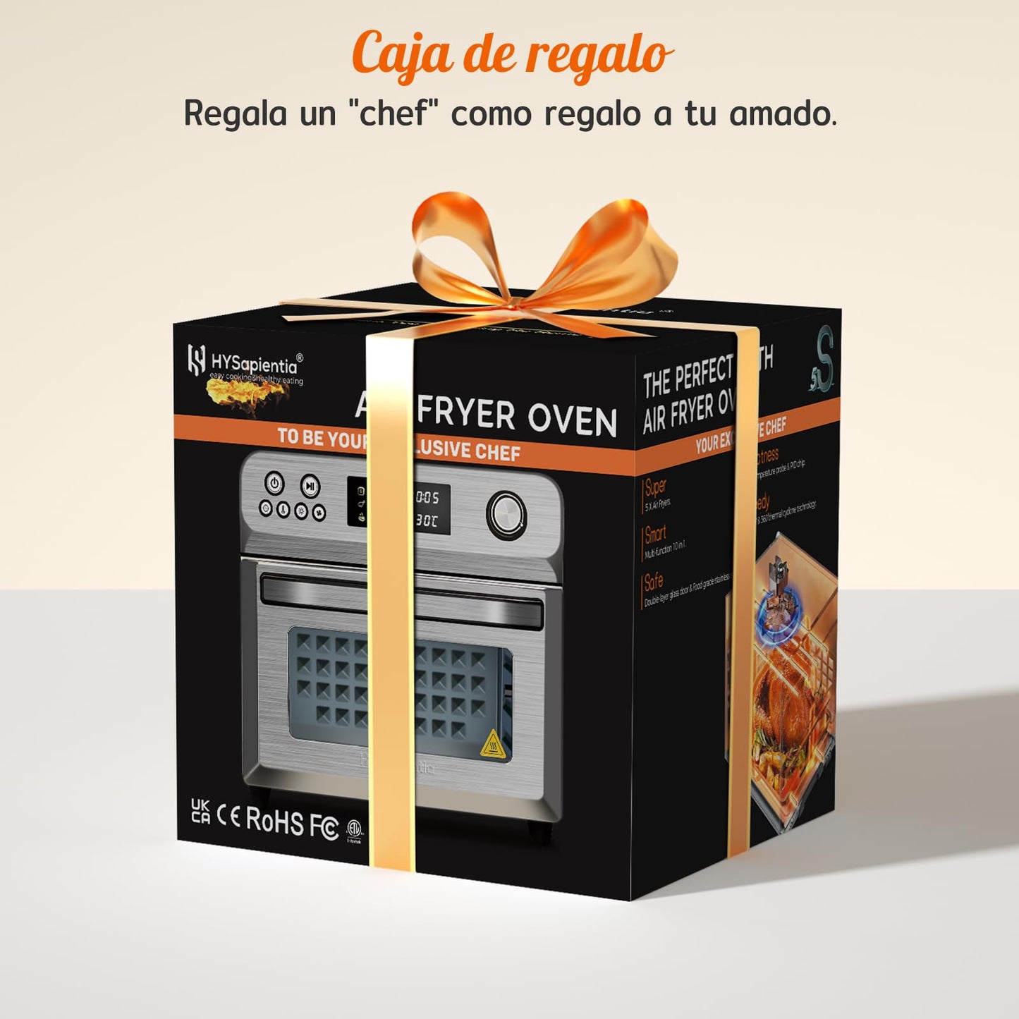 HYSapientia® Horno Freidora de Aire 24L – 1800W, 10 Programas, 8 Accesorios