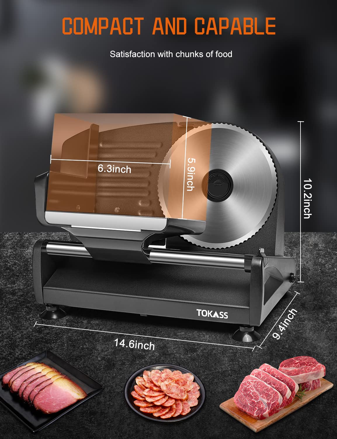200Watt Elektrischer Allesschneider Edelstahl - Verstellbare Küchenmaschine 0 bis 15mm - 2 Klingen - Wurstschneidemaschine - Brotschneidemaschine, Schinkenschneider, Elektrisches Messer Fleisch & Käse