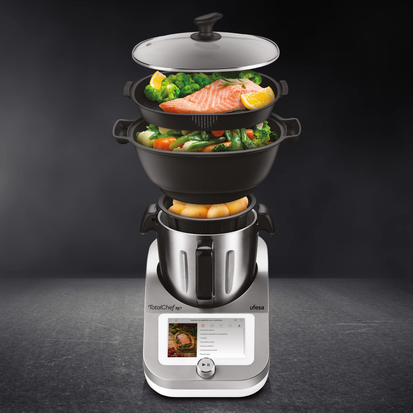 Ufesa TotalChef RK7 – Robot de Cocina Inteligente 4.5L, 30 Funciones, WIFI, Pantalla 7