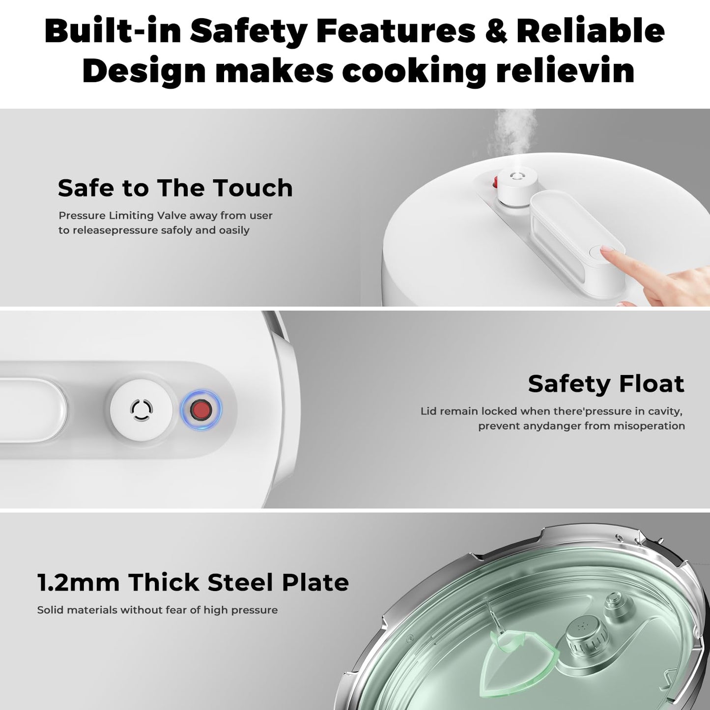 TOKIT Pressure Cooker 5L, Reiskocher Multikocher Druckkochtopf, Elektrischer Schnellkochtopf mit 14 Kochprogramme, Schongarer Joghurtbereiter, MiHome Smart Control Antihaftbeschichtete Innentopf