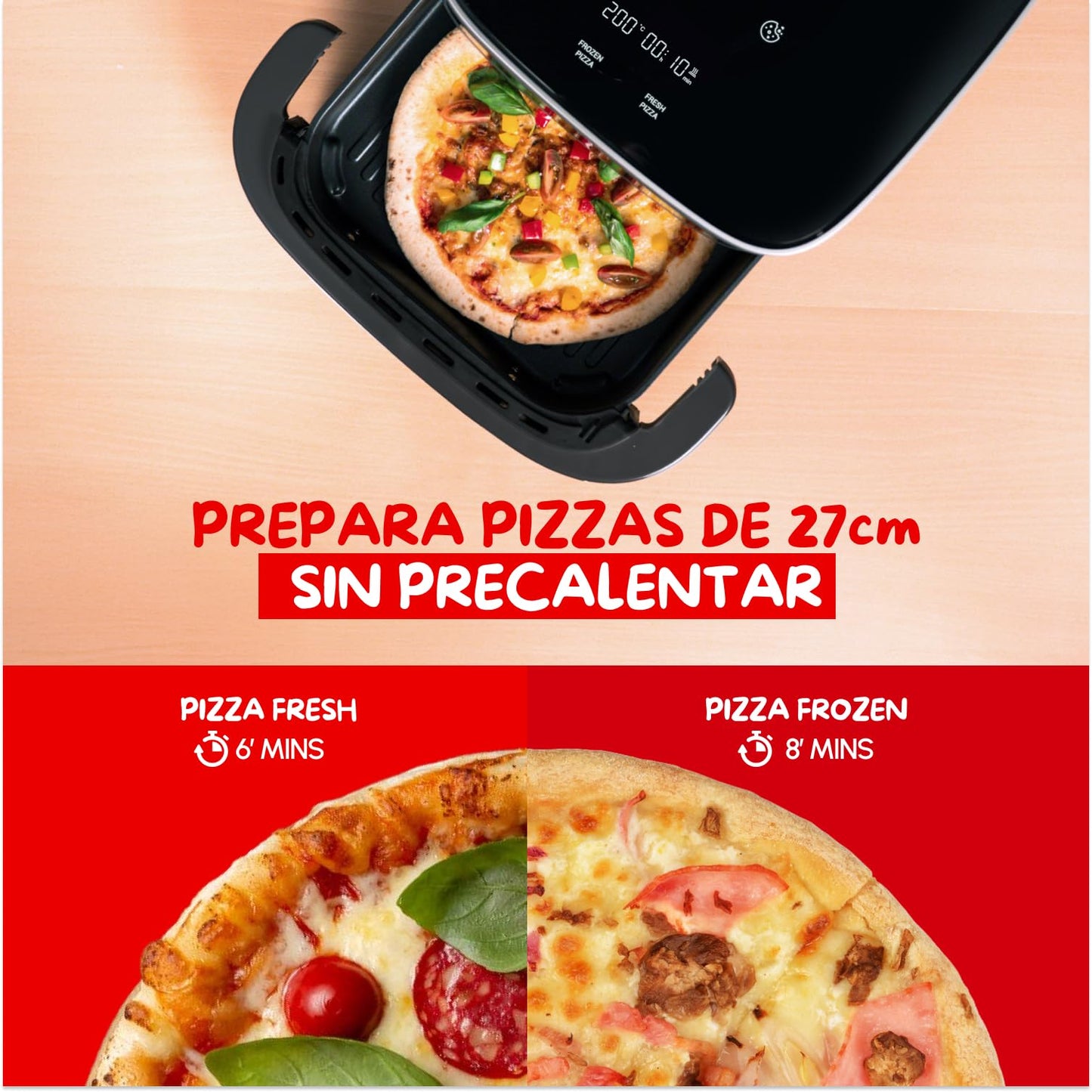Moulinex Easy Fry XL Surface Freidora de Aire – 2200W, Doble Resistencia, 10 Programas y Ventana (AL4018)