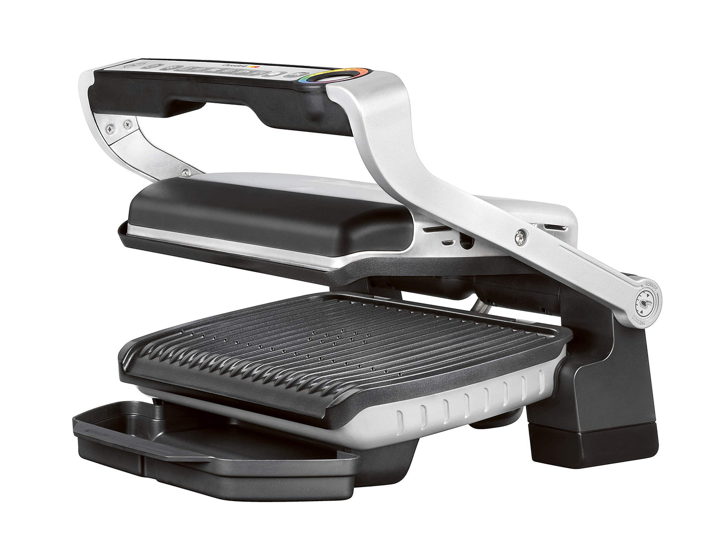 Tefal Optigrill – Parrilla de Contacto Inteligente, 6 Programas Automáticos, Placas Antiadherentes, 30x20 cm, Acero Inoxidable/Negro (GC705D)