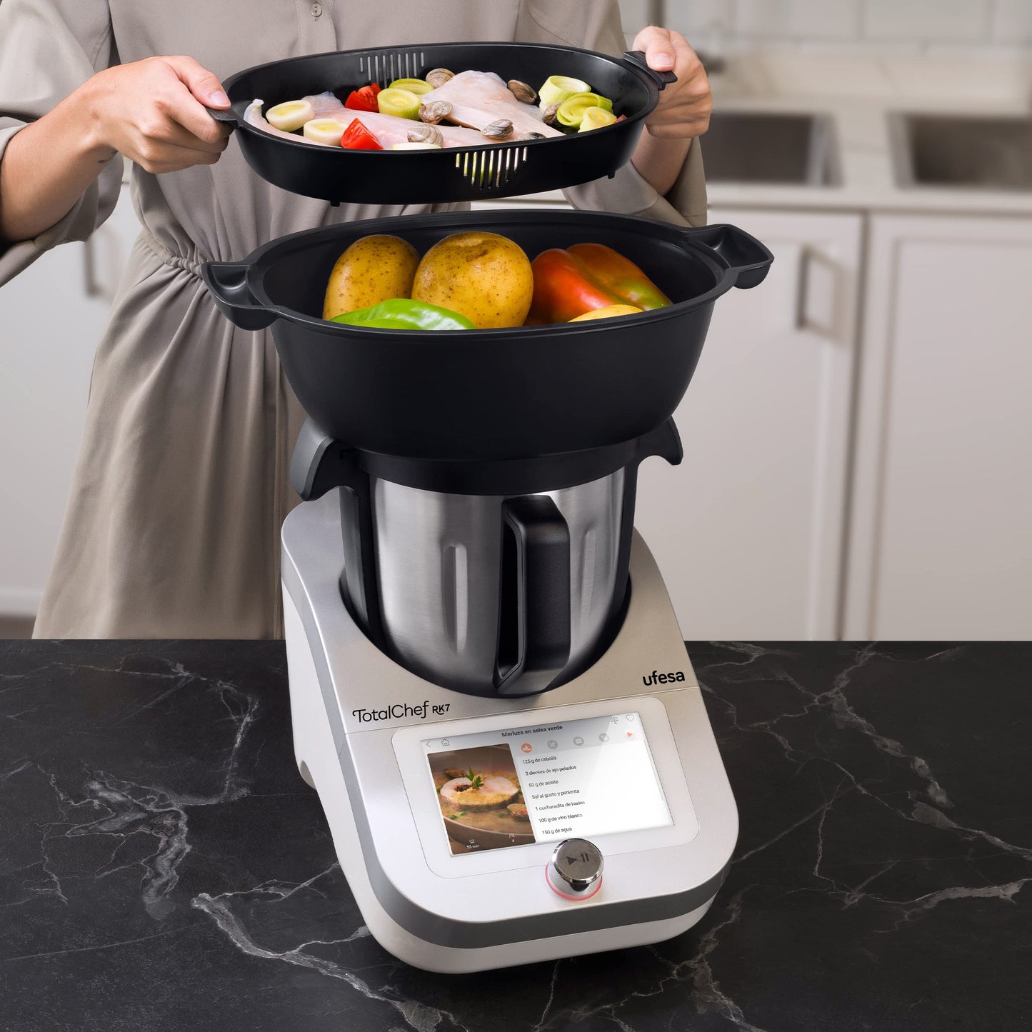 Ufesa TotalChef RK7 – Robot de Cocina Inteligente 4.5L, 30 Funciones, WIFI, Pantalla 7