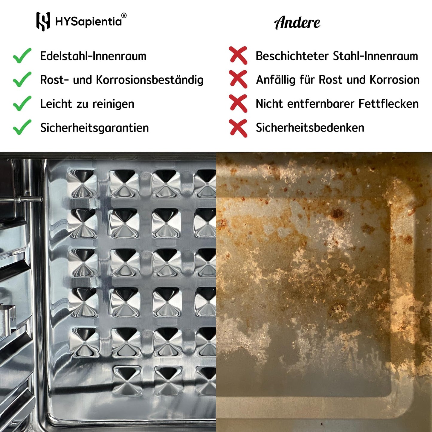 HYSapientia® 24L Heißluftfritteuse XXL mit LED-Touchscreen,8 Programme mini backofen mit umluft, heißluftofen,1800W heissluftfritteuse air fryer oven,Rezeptbuch auf Deutsch,Edelstahl-Innenraum