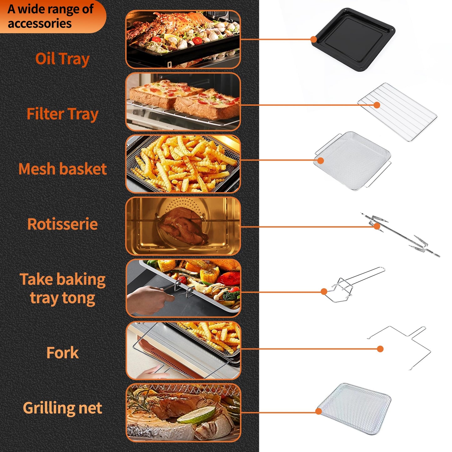14L Mini Backofen & Heißluftfritteuse | 1800W Airfryer XXL mit Sichtfenster, 11-in-1 Ofen bis 210 ℃, Touchscreen, 7 Zubehör & Rezeptbuch