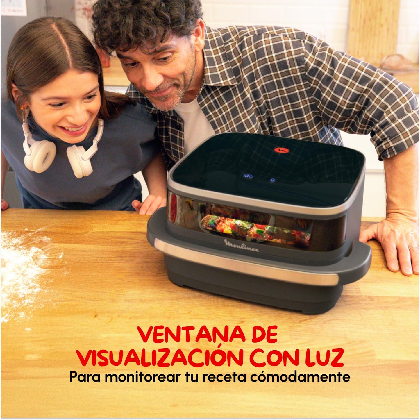 Moulinex Easy Fry XL Surface Freidora de Aire – 2200W, Doble Resistencia, 10 Programas y Ventana (AL4018)