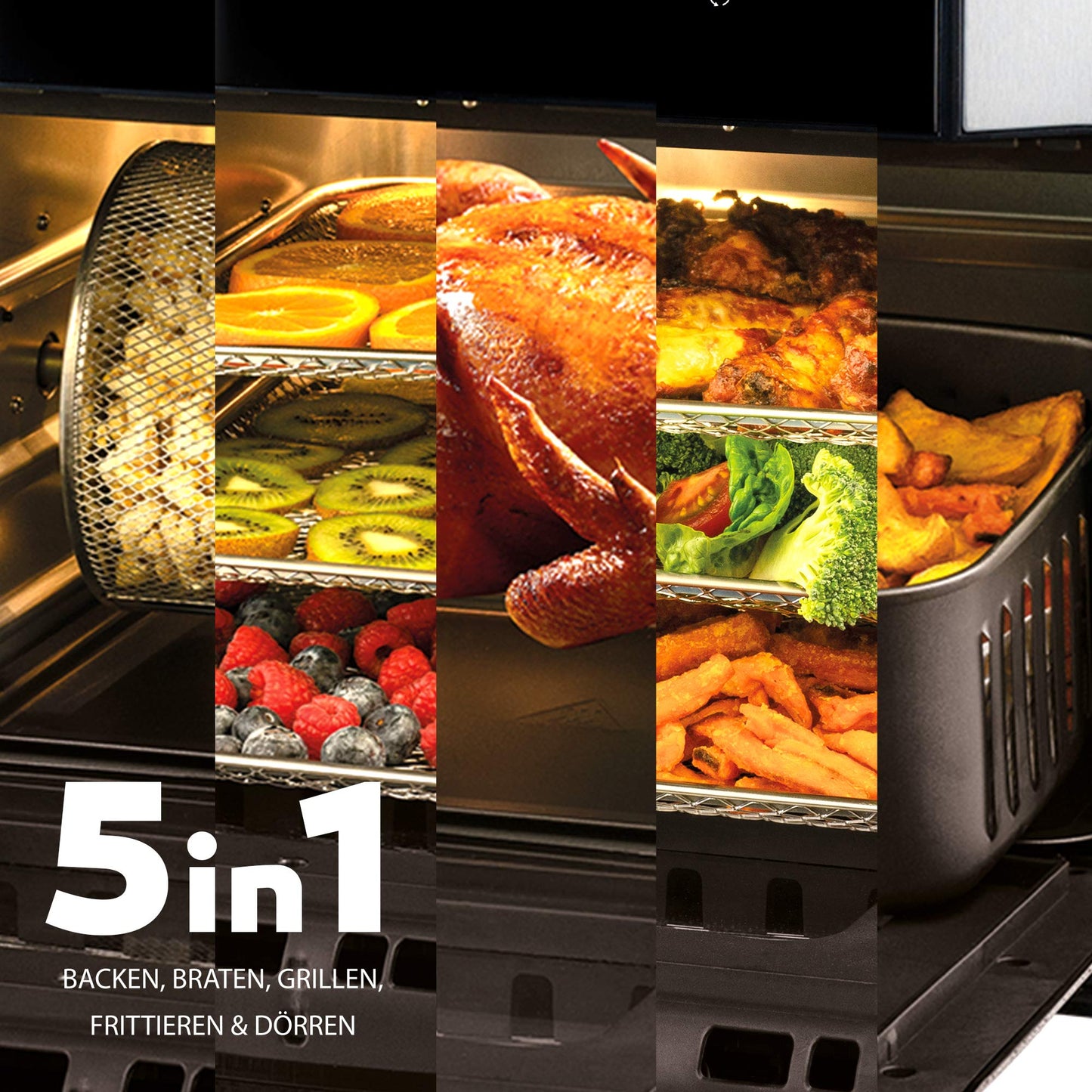 Balter Heißluftfritteuse Airfryer, 12 Liter XXL, Mini Backofen, Dörrautomat, Friteuse Heissluftfritteuse, 10 Programme, all-in-1 Air Fryer, Rezeptbuch, HL-1200