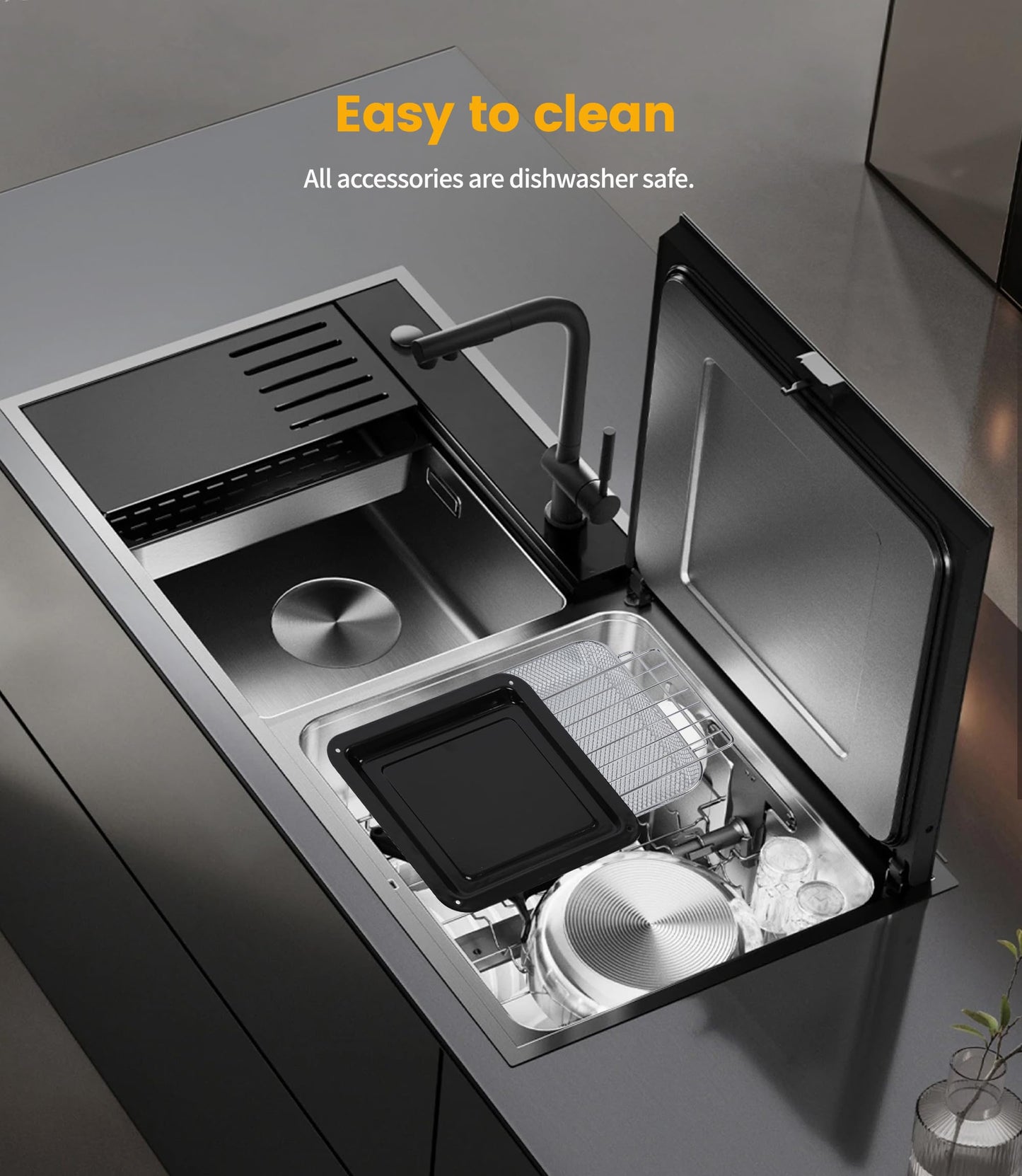 Freidora de Aire XXL 23L Emphsism – Horno de Aire Caliente 2600W, Doble Compartimento, Pantalla LED Táctil, 15 Programas Automáticos, 11 Accesorios Incluidos