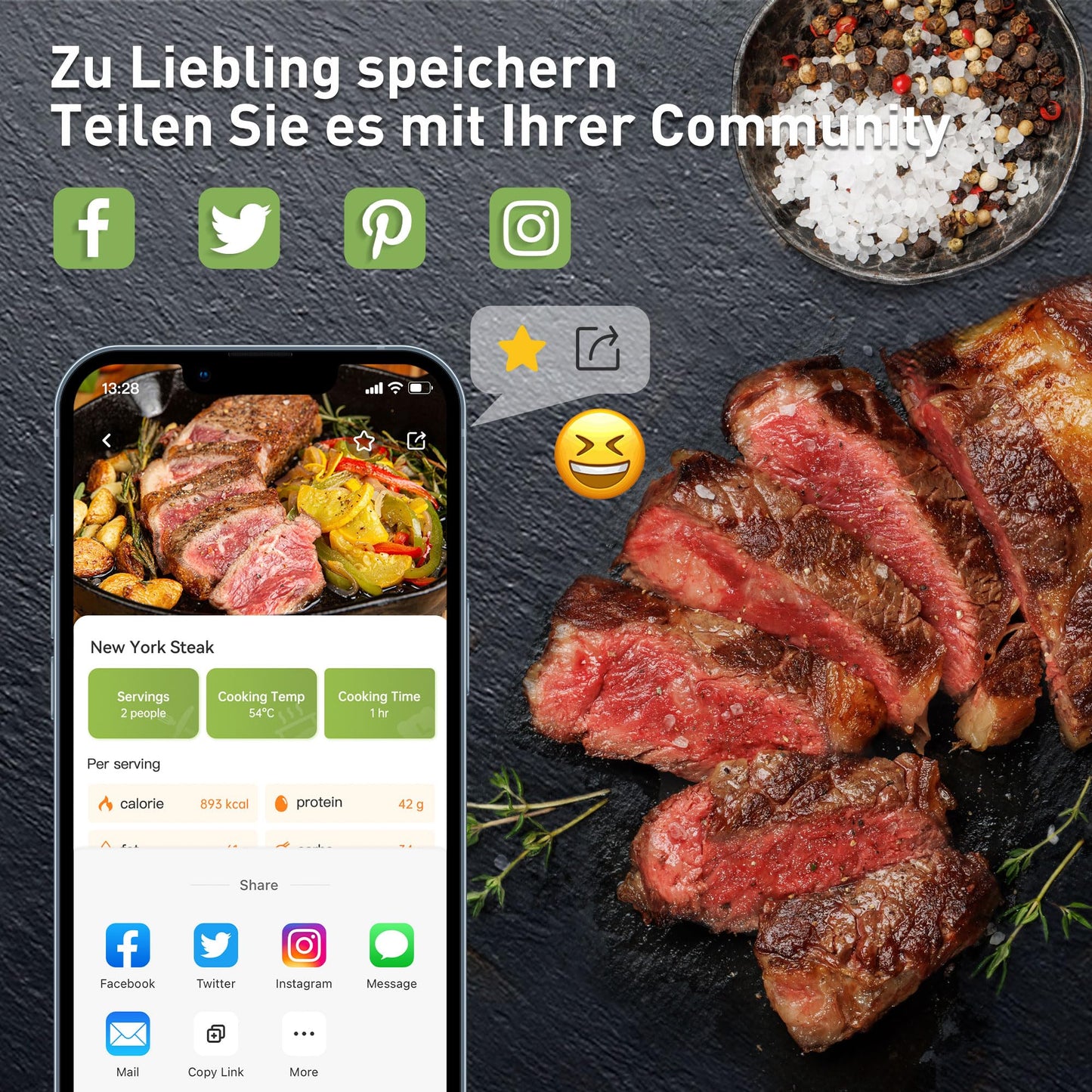 KitchenBoss Sous Vide Stick WiFi:Sous Vide Garer App-Steuerung Sous Vide Stab WLAN Präzisionskocher TFT Touch Display 1100W Zirkulation 40℃-90℃ Ultra-leise IPX7 Wasserdicht