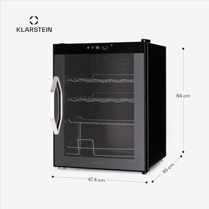 Klarstein Coachella 60 Getränkekühlschrank - 60 L Getränkekühler mit WLAN, Glastür, LED-Beleuchtung, 3-18 °C, 3 Metallablagen, Balanced Light, Energieeffizienz E, Schwarz