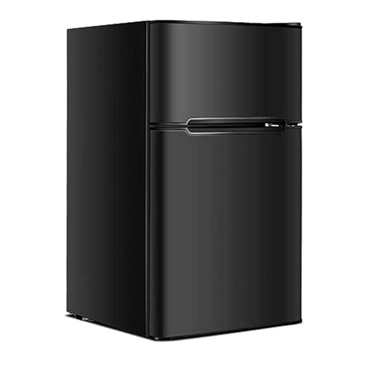 GOPLUS Kühlschrank mit Gefrierfach - Kühl Gefrierkombination / 90L Gesamtnutzinhalt, 27L Gefrierteil/Thermostat einstellbar/LED Innenbeleuchtung/Türanschlag wechselbar (Schwarz)