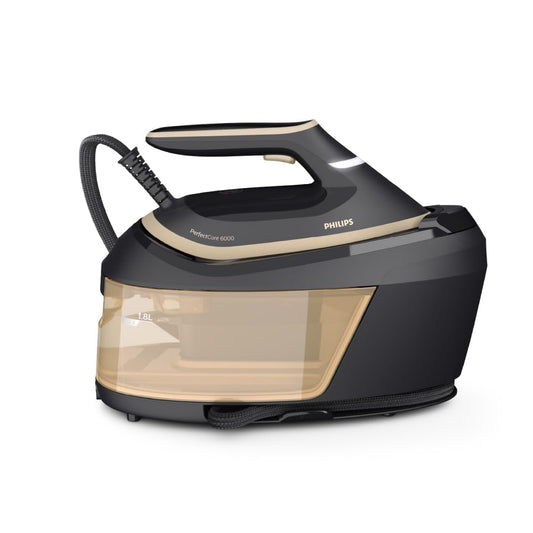 Philips PerfectCare Serie 6000 – Centro de Planchado a Vapor 2400W, 1,8L, Negro PSG6064/80