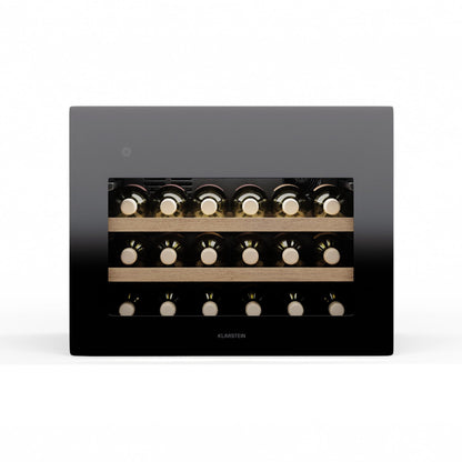 Klarstein Rhone 28 Uno Weinkühlschrank - 28 Flaschen, 1 Zone, 5-20 °C, LED-Steuerung, Push-to-Open-Tür, UV-Schutz, Leiser Betrieb, Schwarz