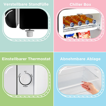 Comfee RCD93BL2EURT(E) Kühlschrank Klein, 93 Liter Retro Kühlschrank, Mini kühlschrank mit verstellbare Thermostat, LED-Licht, Schwarz