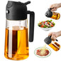 SWEET VIEW 2 in 1 Ölsprüher zum Kochen, 470ml Glasölflaschen/Olivenöl Sprühflasche für Salat, Grillen und Heißluftfritteuse (Schwarz)