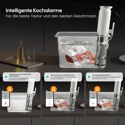 Sous Vide ISV-101W,INKBIRD WiFi Sous Vide Stick Präzisionskocher, 1000W, Temperatureinstellung bis 90°C, Tauchzikulator 360° Zirkulation mit App-Voreinstellungsmenüs, für die Küche