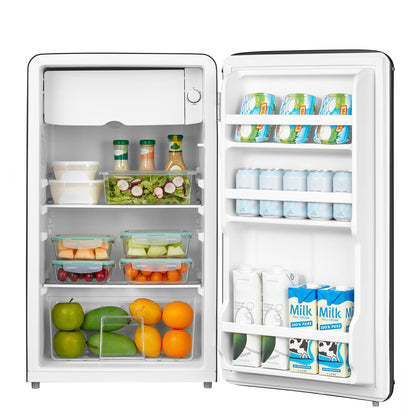 Comfee RCD93BL2EURT(E) Kühlschrank Klein, 93 Liter Retro Kühlschrank, Mini kühlschrank mit verstellbare Thermostat, LED-Licht, Schwarz