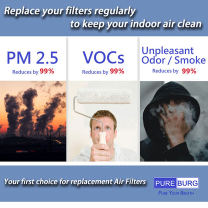 PUREBURG FY3430 Ersatzfilter Kompatibel mit Philips AC3033/30, AC3036/10 Expert Series 3000i Luftreinigern, H13 True HEPA Aktivkohle 2-in-1 3-Stufen-Filtration