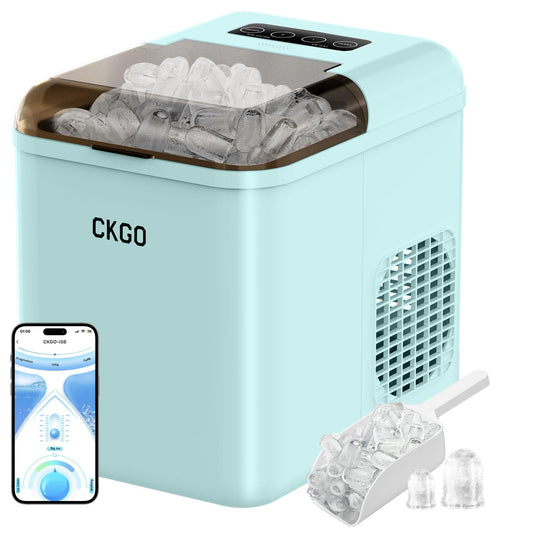 ZZLLKQ - Máquina de hielo inteligente, 2 tamaños de hielo, máquina Wi-Fi, control por aplicación, autolimpiante, máquina de hielo, 15 kg en 24 horas, 9 cubitos de hielo en 6-10 minutos, encimera paraa