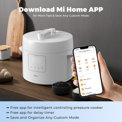 TOKIT Pressure Cooker 5L, Reiskocher Multikocher Druckkochtopf, Elektrischer Schnellkochtopf mit 14 Kochprogramme, Schongarer Joghurtbereiter, MiHome Smart Control Antihaftbeschichtete Innentopf