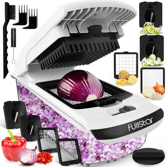 Cortador de Verduras Multifuncional 4-en-1 – Espiralizador y Picador para Patatas y Cebollas, Color Blanco