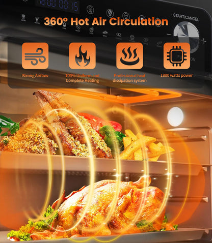 14L Mini Backofen & Heißluftfritteuse | 1800W Airfryer XXL mit Sichtfenster, 11-in-1 Ofen bis 210 ℃, Touchscreen, 7 Zubehör & Rezeptbuch