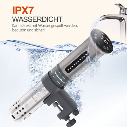KitchenBoss Sous Vide Garer Stick Präzisionskocher•1100W •360° Zirkulation•40℃-90℃ Temperaturbereich • IPX7 Wasserdicht • LED Touch Display